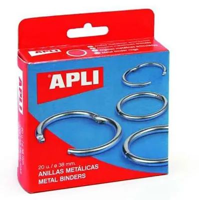 Immagine prodotto di Apli anelli metallici a doppia cerniera nichelati 46mm -10u-