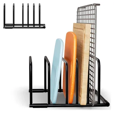 Produktbild von Schneidebrett Rack Schneidebrettständer Schwarz Schneidebrett Halter Ständer Schneidebrett Halterung Topfdeckelhalter Schneidebrett Organizer Ständer Topfpfannendeckel Halter für Küche
