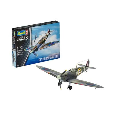 Produktbild von Revell Modellbausatz Flugzeug 1:72 - Spitfire Mk.IIa im Maßstab 1:72, Level 3, originalgetreue Nachbildung mit vielen Details, 03953, 120 Jahr(e), Kunststoff, Junge, 38 Stück(e), 127 mm, 155 mm