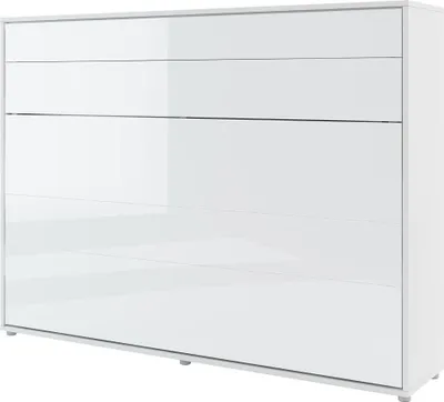 Produktbild von Mirjan24 Wandklappbett Bed-Concept BC-04 140x200 Horizontal, Stilvoll Funktionsbett mit Leistenlattenrost (Farbe: Weiß Matt / Weiß Hochglanz)