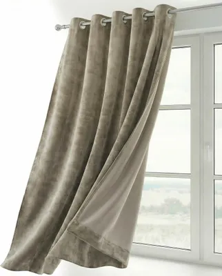 Produktbild von Samt Vorhang Ösen Gardine Velvet blickdicht abdunkelnd, Größe und Farbe wählbar,140x245cm,Taupe