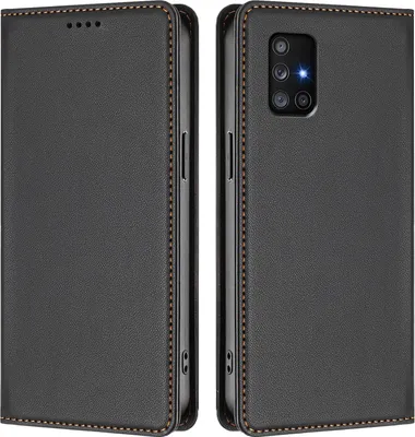 Image de Etui en cuir pour Samsung Galaxy A71 4G, étui magnétique en cuirPolyuréthaneavec support Noir