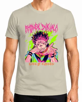 Imagen del producto de Camiseta para hombre, estilo anime, con el diseño de Ryomen Sukuna, el Rey de las Maldiciones, de Jujutsu Kaisen. Talla S