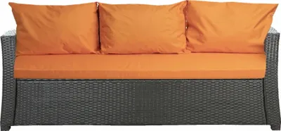 Zdjęcie produktu dla Poduszka na sofę ogrodową pomarańczowa | siedzisko 100x50x7 + oparcie 2szt 56x50 | poduszka na meble rattanowe | poduszka na sofę ogrodową