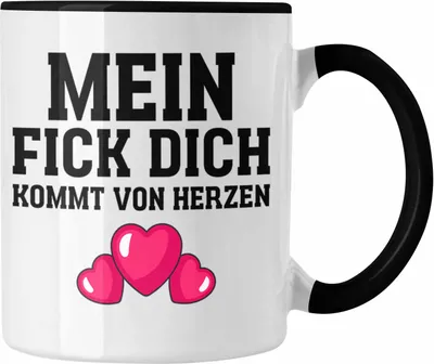Produktbild von Trendation - Mein F Dich Kommt Von Herzen Lustige Tasse mit Spruch Büro Kollege Kollegin Witzige Kaffeetasse (Schwarz)