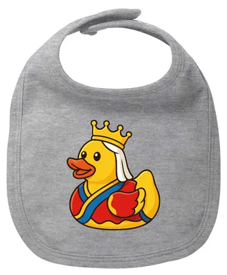 Produktbild von Huuraa Baby Lätzchen Quietscheente Königin Gummiente Queen Heather Grey Klettverschluss  Baumwolle Latz Geschenkidee