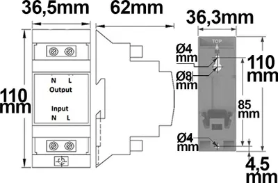 Produktbild von ISOLED 113373 Einschaltstrombegrenzer 16A für kapazitive Lasten, Hutschienenmontage