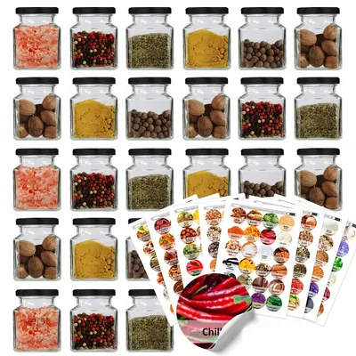 Produktbild von Akada Glasbehälter für Gewürze 120ml 24 Stück Schwarze Deckel