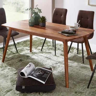Produktbild von FineBuy Esstisch rechteckig 120 cm Sheesham Massivholz - Design Esszimmertisch für 4-6 Personen - Landhaus Küchentisch - Holztisch Massiv