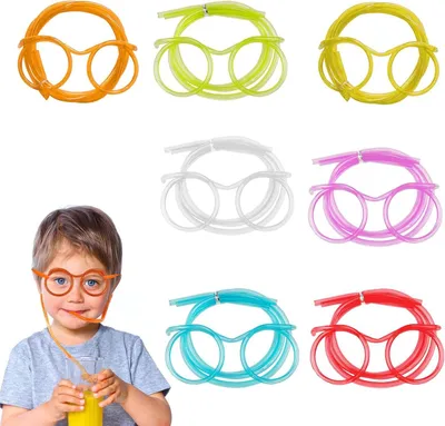 Trinkhalme Brille, wiederverwendbar, 7 Stück, für Kinderfeste