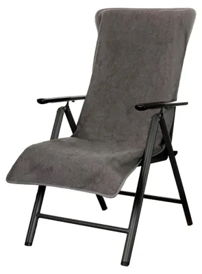 Produktbild von Frottee-Schonbezug für Gartenstuhl und Gartenliege sowie als Auflage für Strandliegen - 100% Baumwolle - ca. 65 x 130 cm - Anthrazit
