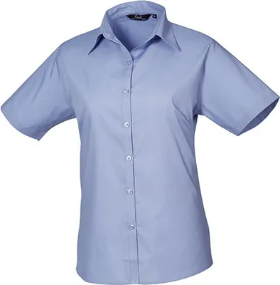 Produktbild von Premier Workwear Damen Popeline Bluse kurzarm PR302 mid blue 38 (S/10)