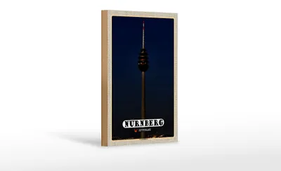 Produktbild von Holzschild Städte Nürnberg Fernmeldeturm Gemälde 12x18 cm Dekoration
