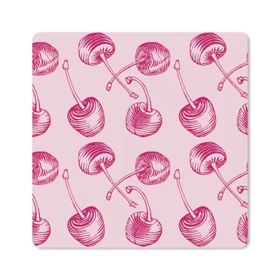 Produktbild von MuchoWow® Mauspad Mousepad Vintage - Kirschen - Muster - Rosa 20x20 cm - Mousepads - Maus Mat - Pad - Mausunterlage - Desk Mat - Bureauartikeln