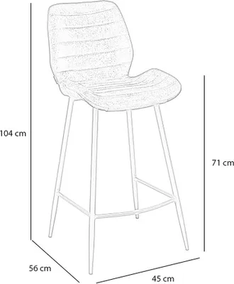 Image de Bronx71 Tabouret de bar en velours Toby noir 71 cm