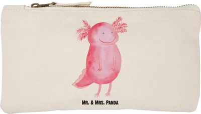 Produktbild von Mr. & Mrs. Panda Kosmetiktasche Axolotl Glücklich Größe S Klein - Weiß - Geschenk, Axolot, Lurch, Pouch, Motivation, Kulturbeutel, Etui, gut Gelaunt, beauty case