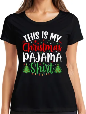 Produktbild von This is my Christmas Pajama Shirt Pyjama - Weihnachten Xmas Christmas Damen T-Shirt, Schwarz, M