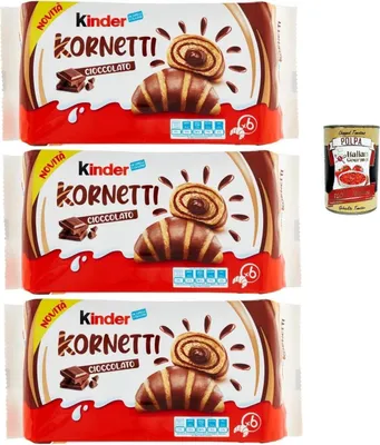 Produktbild von Kinder Cornetti Cioccolato, 3er-Pack, 252g, 18 Croissants mit Schokoladenfüllung, + Italian Gourmet polpa 400g