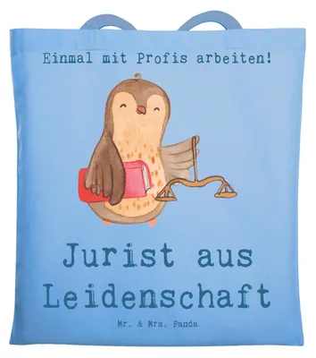 Produktbild von Mr. & Mrs. Panda Tote Bag Jurist Leidenschaft - Sky Blue - Geschenk, Lustig, Einkaufstasche, Stoffbeutel, Anwalt, Uni Tasche, Laptoptasche, Spruch, Anwaltskanzlei