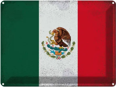 Produktbild von vianmo Blechschild 30x40 cm Mexiko Mexico Flagge Fahne Wappen
