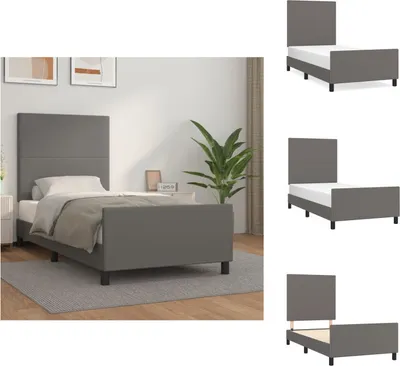 Produktbild von vidaXL Bettgestell mit Kopfteil Grau 100x200 cm Kunstleder -  Betten & Bettgestelle