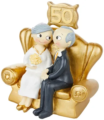 Hochzeitstortenfigur Gold 16x16,5 cm Acryl