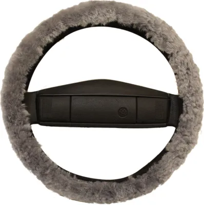 Produktbild von Lenkradbezug Lenkradschoner Lenkradhülle | LERA-15 | Echtes Merino Lammfell | Florhöhe 15mm | passend bis ⌀40cm | Anti Rutsch | Farbe Silber