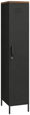 Produktbild von Metallschrank 46 x 35 x 183 cm Schwarz Metall Kleiderschrank Werkzeugschrank Aufbewahrungsschrank Verstellbare Boeden Industrielles Design