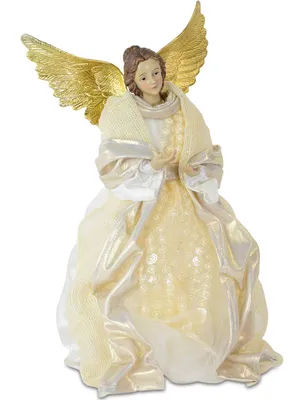 Produktbild von Christbaumspitze "Weihnachtsengel" 24 cm Gold Weiß | 27610 - Christkind Baumschmuck