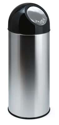 Image de V-Part - Abfallbehälter mit Druckdeckel 55 Liter - Stainless steel Plastic - Edelstahl, Schwarz