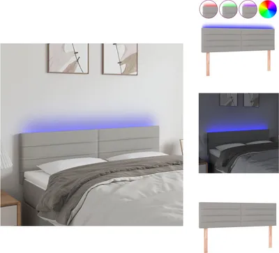 Produktbild von vidaXL LED Kopfteil Hellgrau 144x5x78/88 cm Stoff -  Kopf- & Fußenden