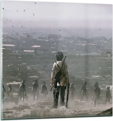 Produktbild von Bilder auf glas - Fantasie Krieg - 30x30cm - Glasbilder - Wandbilder - Kunstdruck - zum Aufhängen bereit - Wanddekoration aus Glas - Glas Bilder - Wandbild auf Glas - Einteilig - GAC30x30-4101
