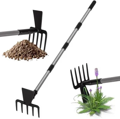 Produktbild von Unyqoos Lange Onkruidsteker mit ergonomischem Griff – 2-in-1 Gartenwerkzeug für müheloses Unkrautentfernen