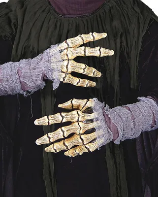 Produktbild von Skelett Mumie Handschuhe mit Stofffetzen