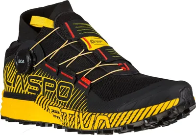 Trailrunning-Schuh "Cyklon" von La Sportiva in Schwarz und Gelb mit BOA-Verschlusssystem.