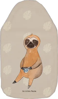Produktbild von Mr. & Mrs. Panda Wärmekissen Faultier Kaffee - Grau Pastell - Geschenk, wärmflasche naturkautschuk, Coffee, Coffeeaddict, mit Bezug, Kaffeetasse, Coffeelover