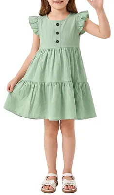 Produktbild von Sommerkleid für Mädchen mit Karomuster und offenem Rücken, in Grün
