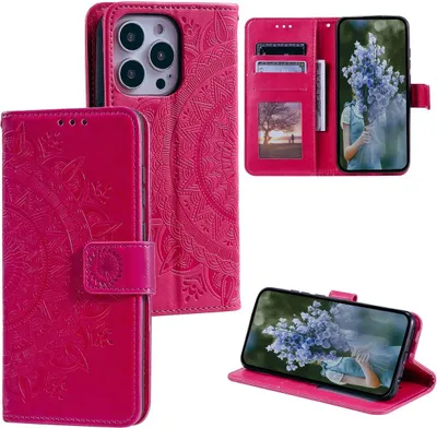 Zdjęcie produktu dla König Design Etui kompatybilne z Apple iPhone 15 Pro Etui na telefon komórkowy ze skóry syntetycznej - Etui na telefon komórkowy czerwone
