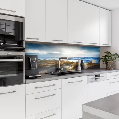 Produktbild von Dedeco Küchenrückwand Motiv: Dünengras V3, 5mm Hartschaum Kunststoffplatte PVC als Spritzschutz Küchenwand Wandschutz wasserfest, inkl. UV-Lack matt, alle Untergründe, 280 x 60 cm