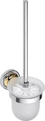 Produktbild von BETRO GOLD WC-Bürstengarnitur mit Glas Messing Gold Chrom Glas 110x360x145 mm für Bad & WC >> zum Bohren