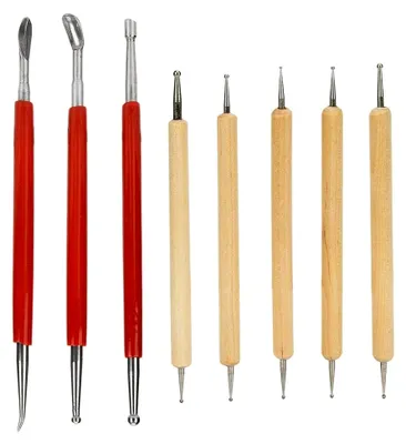 Produktbild von 8 Stücke Leder Werkzeug Set, Prägewerkzeug Leder & Prägestift, Punziereisen für Leder, Leather Tools zum Schnitzen Spleißen Prägen Gravieren Lederstempel