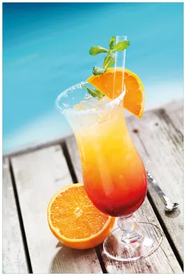 Produktbild von Wallario Wandbild aus Acryl, 90 x 60 cm, freischwebende Optik - Bunter Cocktail am Pool