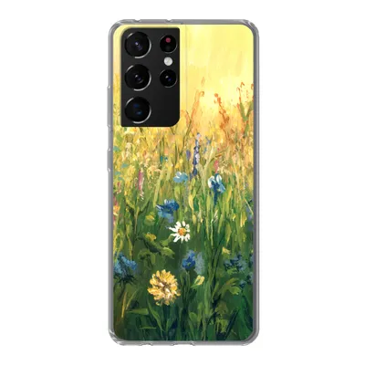 Produktbild von MuchoWow® Handyhülle Schutzhülle Hülle für Samsung Galaxy S21 Ultra Blumen - Aquarell - Sonne Silikon Softcase Handy Hülle - Mobiltelefon