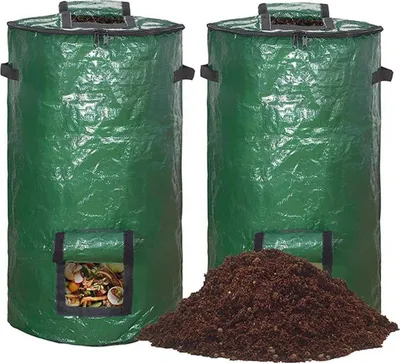 Produktbild von 2 Stück Komposttonne grün 120 Liter stabil und klappbar