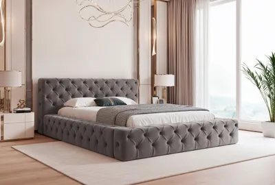 Produktbild von Polsterbett "CHRISSI" 120x200–200x200 cm mit Bettkasten - Samtbett mit Stauraum