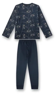 Image de Pyjama pour garçons Sanetta, manches longues - Adolescents, collection "Game Zone", jersey simple, coton, bleu foncé, référence 188