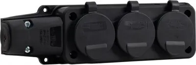 Produktbild von Gummisteckdose, Leiste 3x230V 16A IP54 SCHUKO schwarz