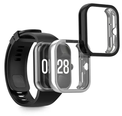 Produktbild von kwmobile 2x Silikon Hülle für Xiaomi Redmi Watch 4 Schutzhülle - Fullbody Display Cover Set aus Silikon - Schwarz Silber