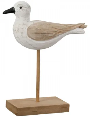 Image de Gilde, figurine décorative en bois représentant une mouette et une nautile (25 cm)