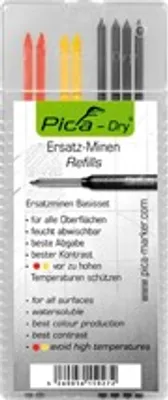 Produktbild von Lyra Ersatzminenset für DRY 4099401, 8-teilig, Graphit 2B, rot, gelb